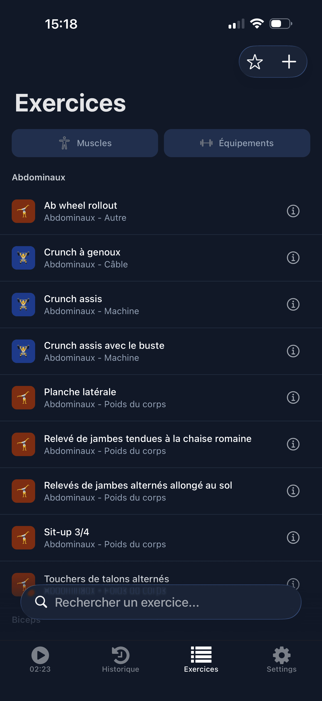 Liste des exercices
